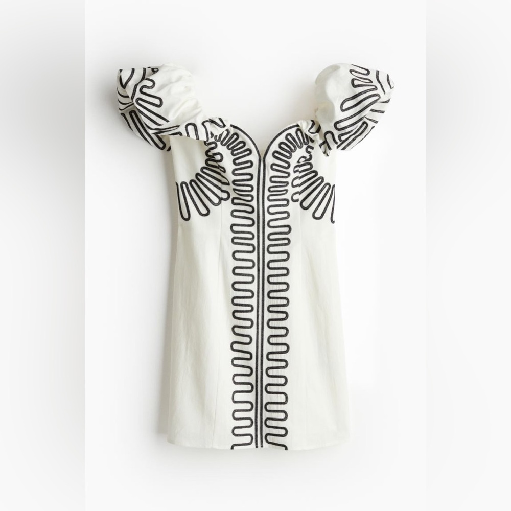 H&M Linen blend off the shoulder dress size small